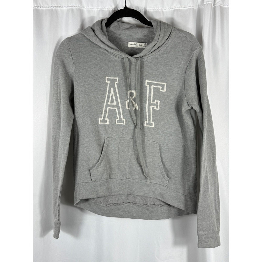 Abercrombie Fitch Gray A&F Logo Hoodie Sweatshirt‎ Size Small Casual Comfort